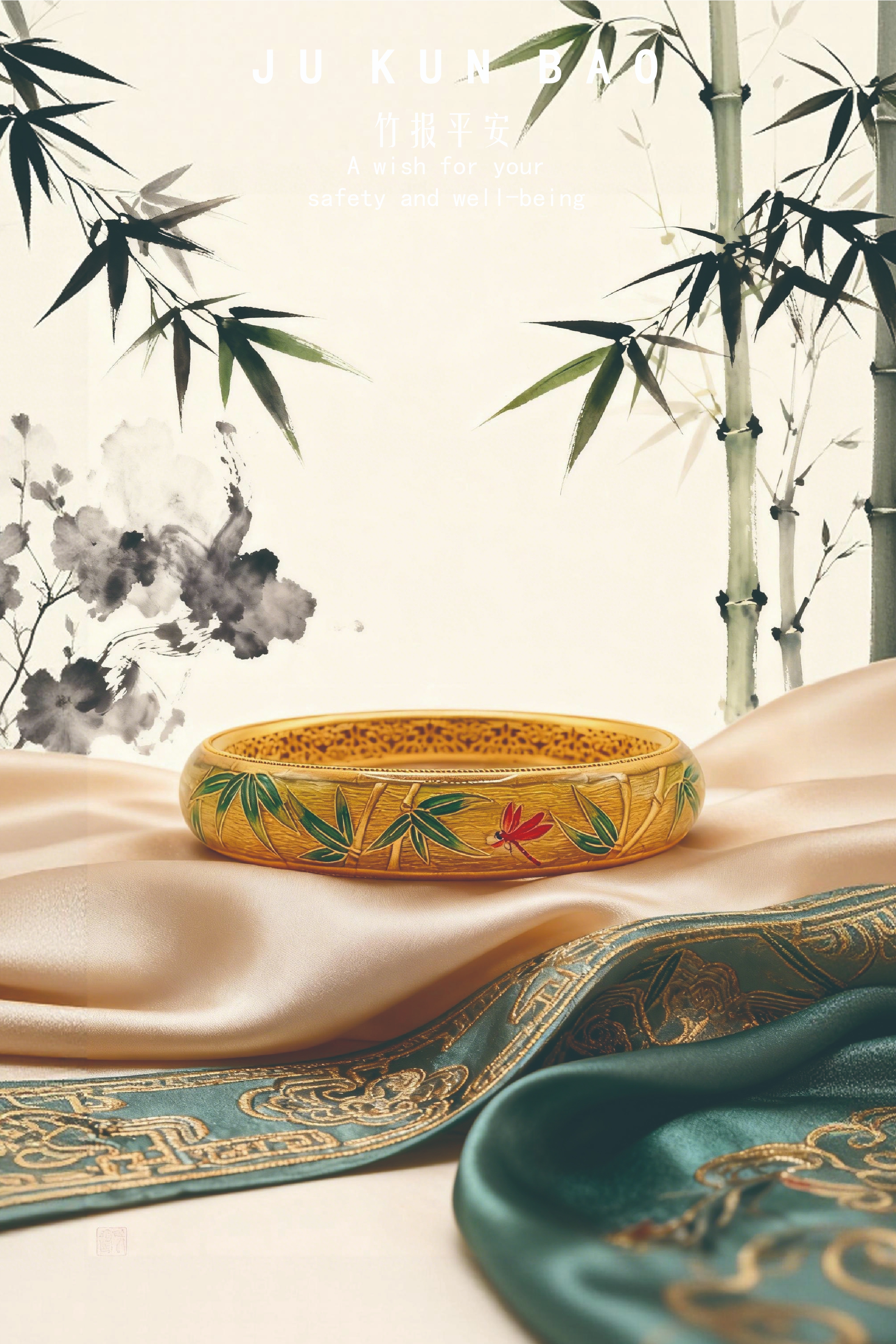 999 pure silver gold-plated ring mouth brushed bamboo peace enamel bracelet Application Scenario