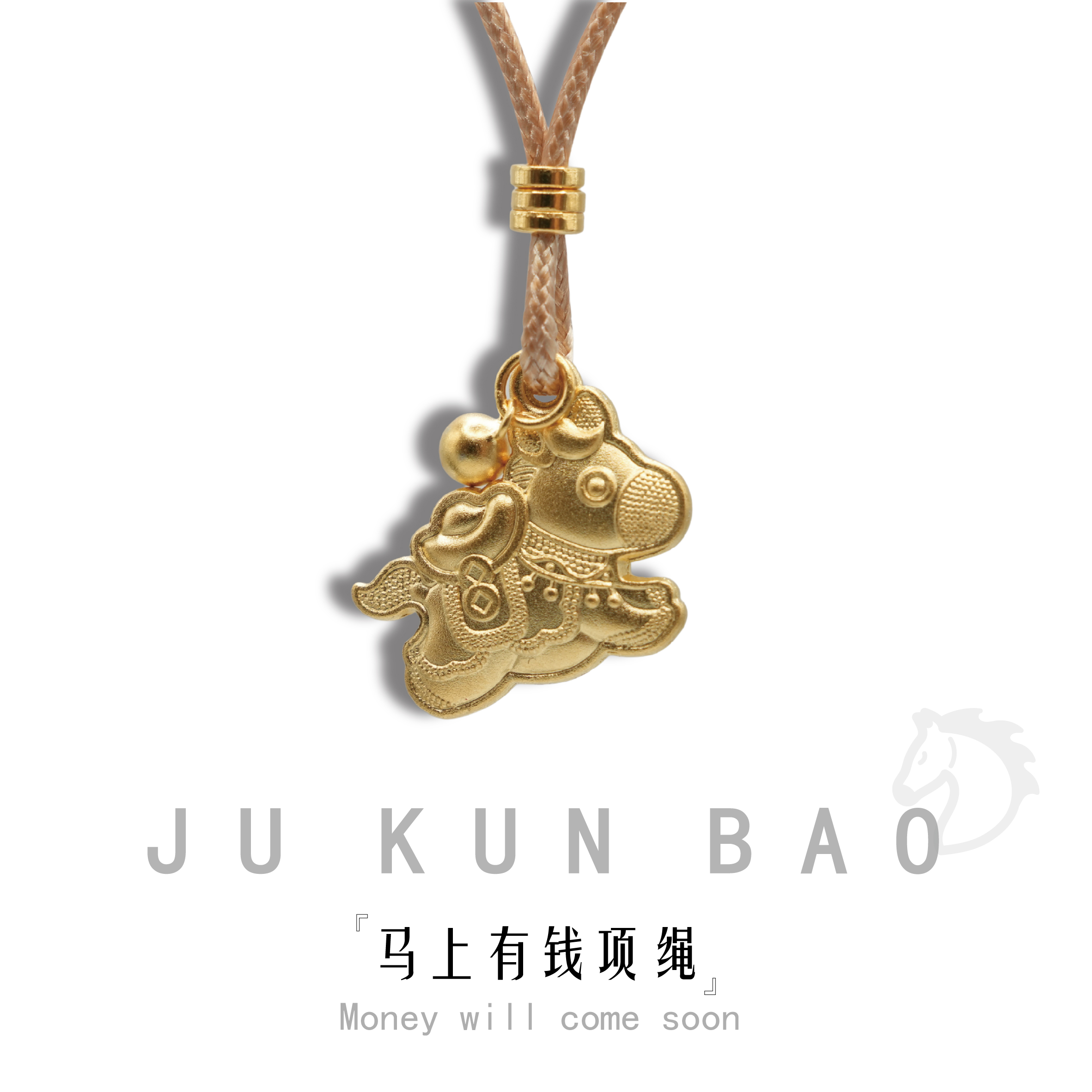 999 pure silver gold-plated gold horse pendant necklace for women, short and elegant jewelry, lanyard, classic necklace accessory details Picture