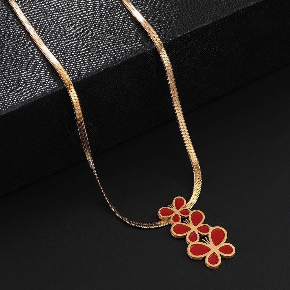 刀片毛衣链金色蝴蝶项链女士项链跨境外贸单品项链夸张时尚项链详情图2