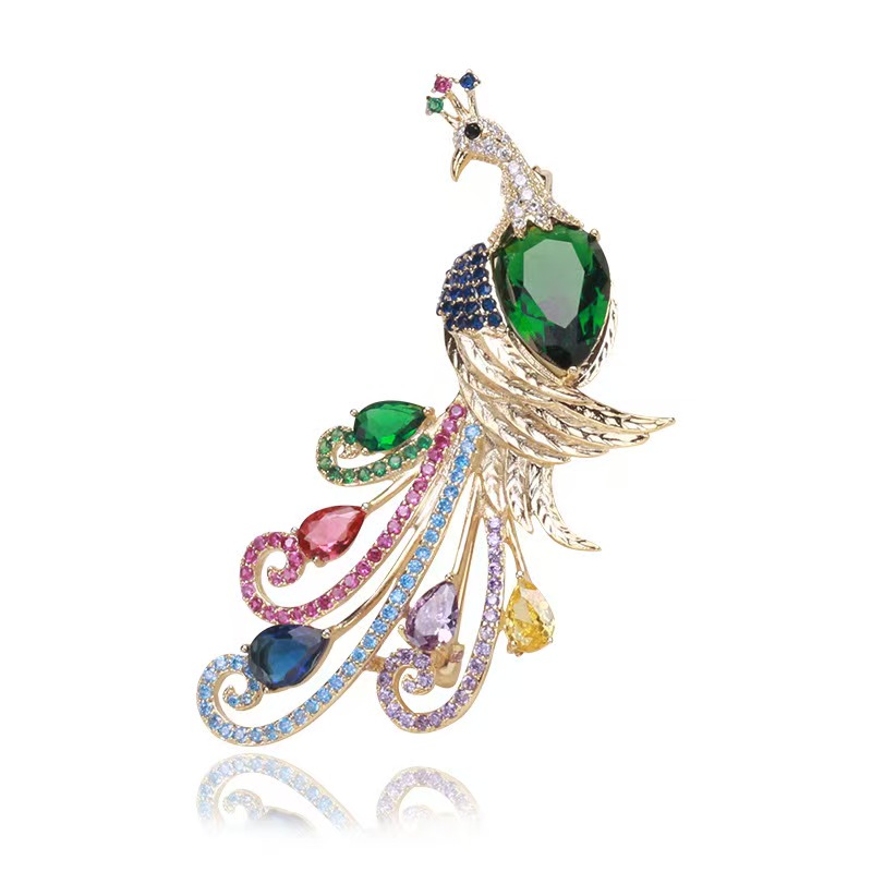 复古孔雀时尚锆石胸针优雅大气西装衣饰创意胸花气质服装配饰
