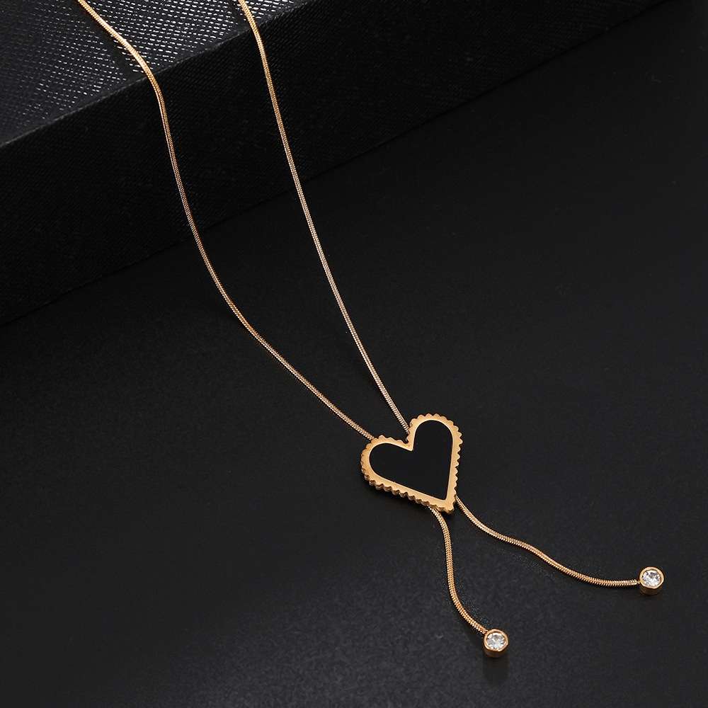 爱心女士毛衣链不锈钢金色时尚项链跨境外贸单品时尚项链女士锁骨链冬季毛衣链详情图4