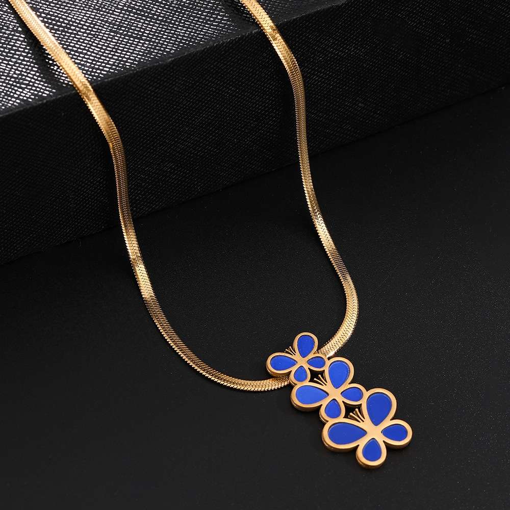 刀片毛衣链金色蝴蝶项链女士项链跨境外贸单品项链夸张时尚项链详情图3