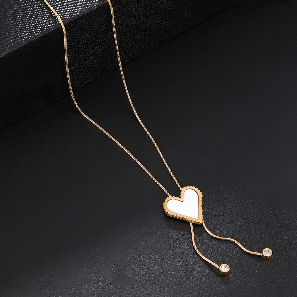 爱心女士毛衣链不锈钢金色时尚项链跨境外贸单品时尚项链女士锁骨链冬季毛衣链详情图7