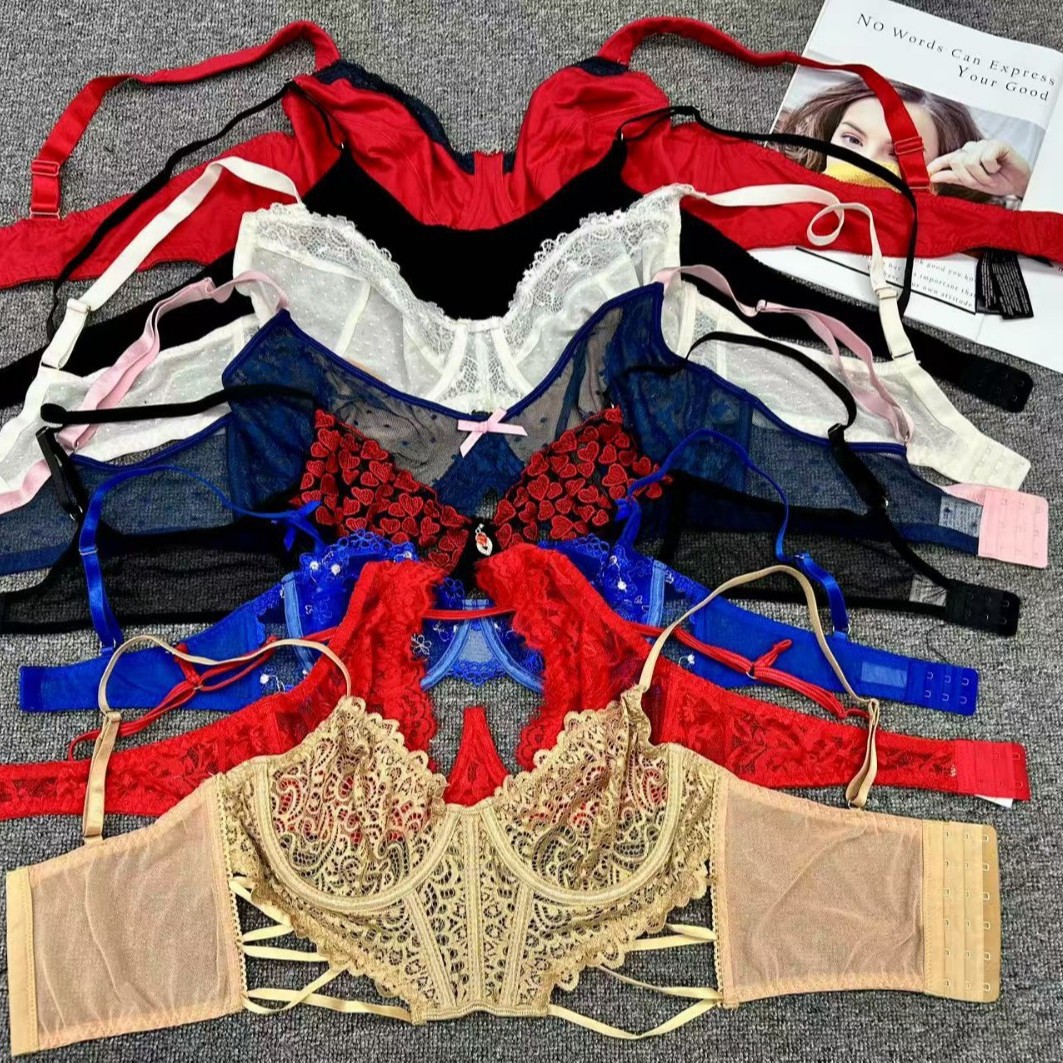 B0284# Low Price Stock Mixed export Women's Soft Lace Thin Breathable Bra Sexy Cushion-free large size Gathering Bra Fun Bra QNI Specification drawing