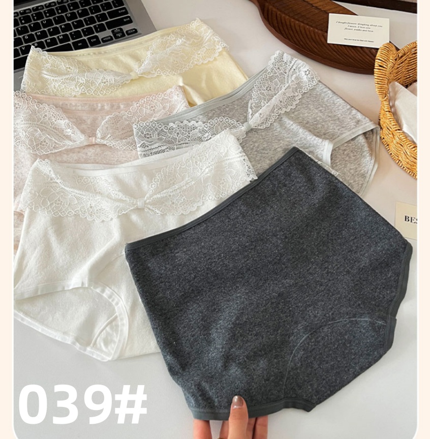 New women's underwear lace lace cotton extended length triangle underwear lace bow breathable cotton high-waisted underwear Specification drawing