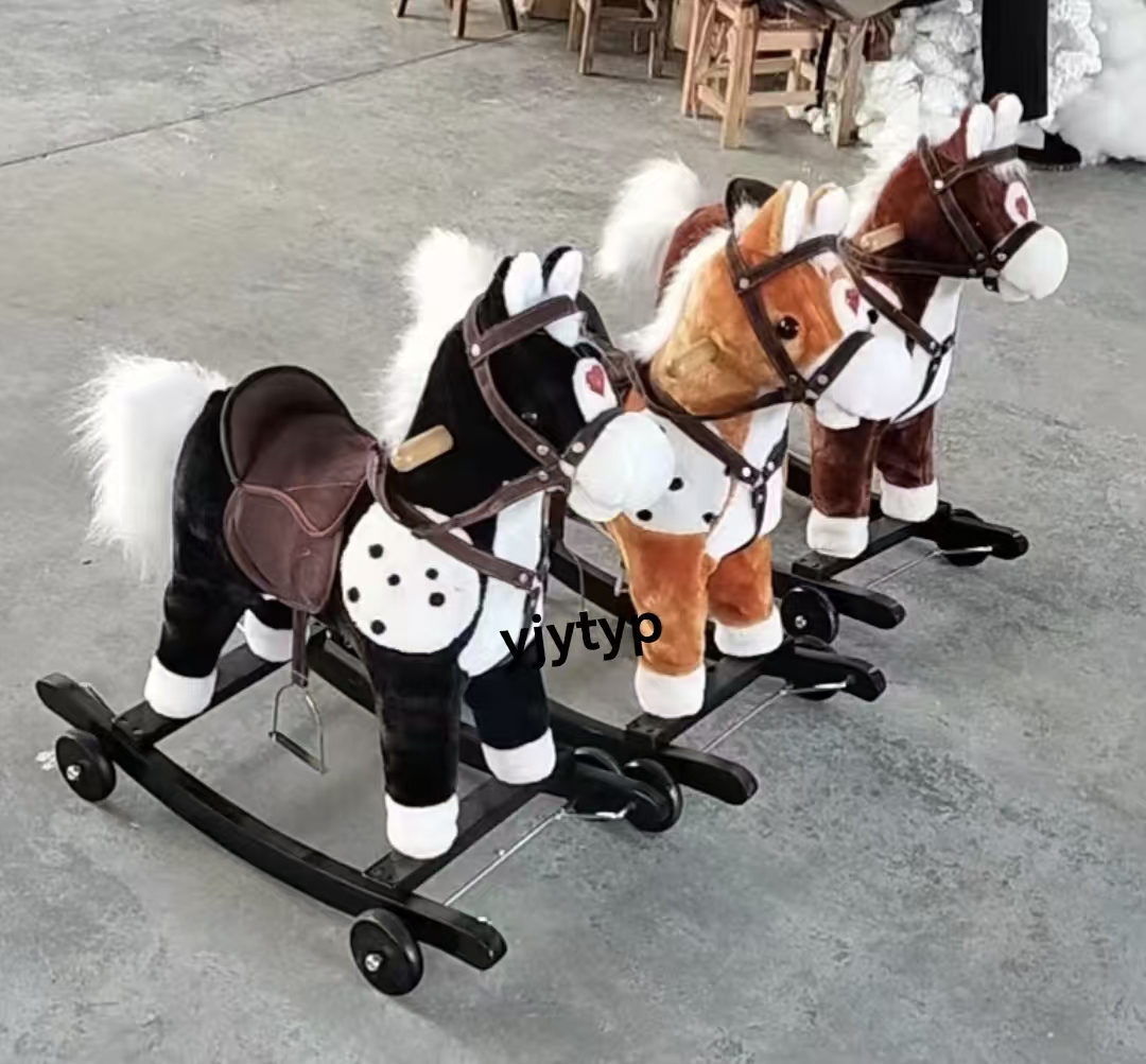 义乌好货小号圆点带木轮可爱宝宝玩具礼物毛绒3色摇马木马摇摇车质优价廉量多价格面议