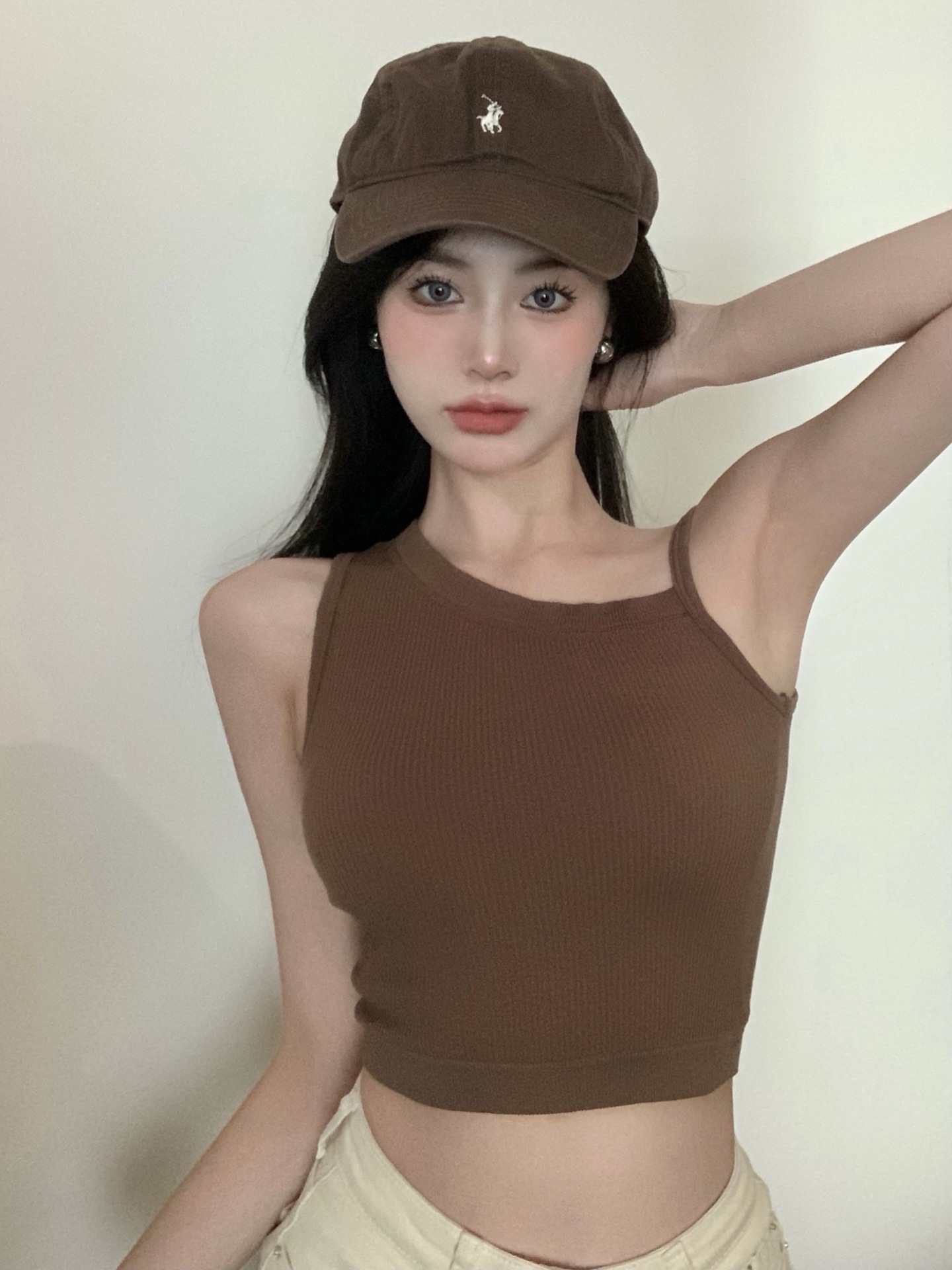 吊带莫代尔/吊带紧身/辣妹上衣/kitty吊带/背心白底实物图