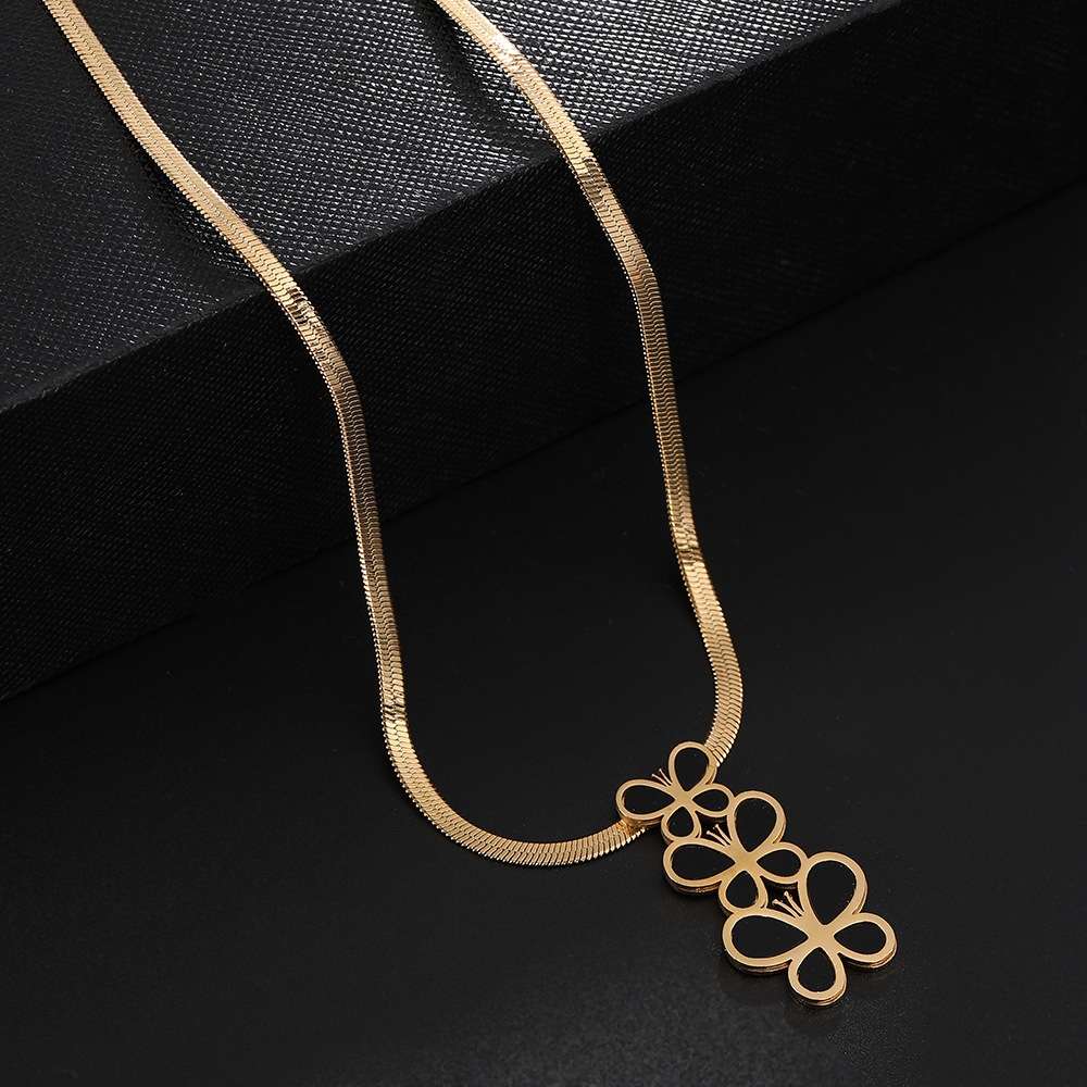刀片毛衣链金色蝴蝶项链女士项链跨境外贸单品项链夸张时尚项链详情图5