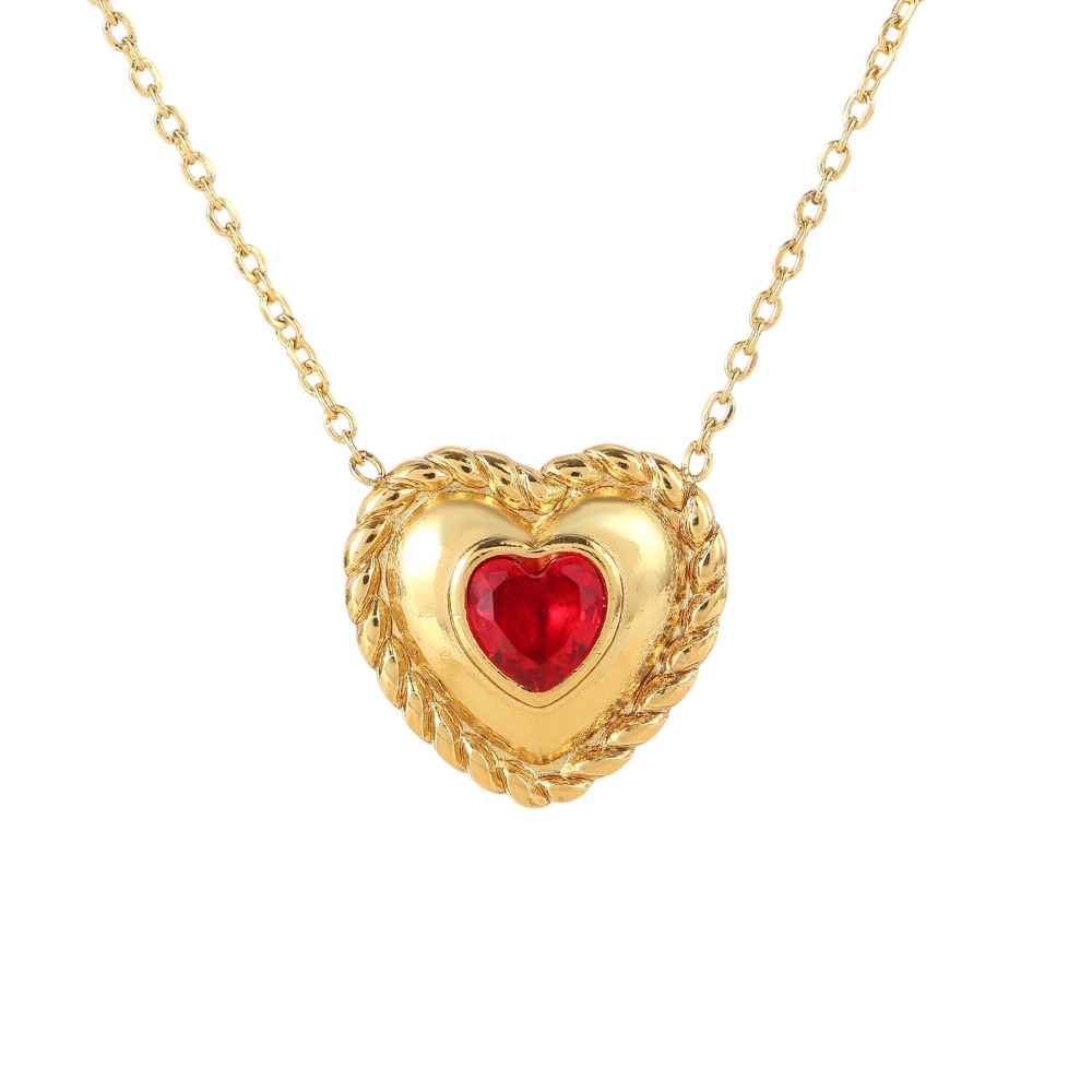 爱心不锈钢项链花朵项链18K保色女士锁骨链时尚外贸跨境项链带钻项链详情图8