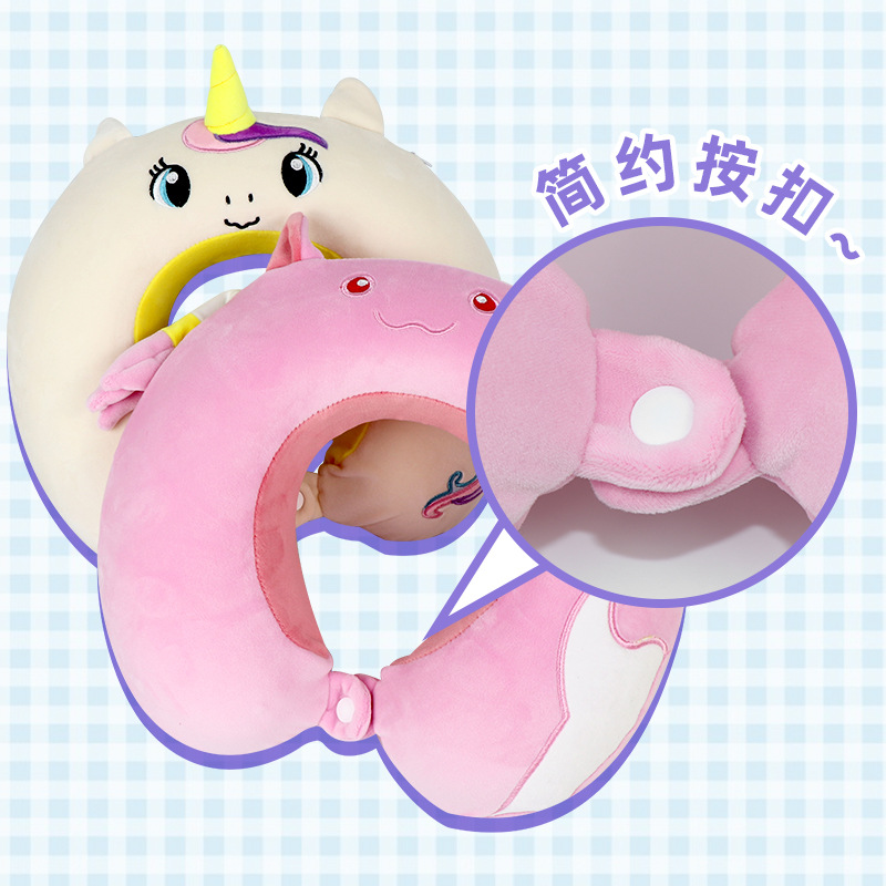 New cartoon animal U-shaped pillow, unicorn memory foam neck pillow, office lunch break, travel U-shaped pillow, comfortable pillow details Picture