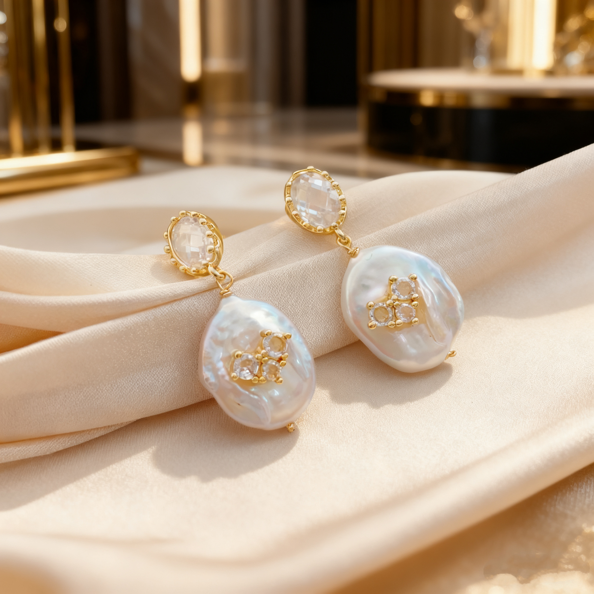 饰品/耳饰/耳钉/耳棒/珍珠耳钉白底实物图