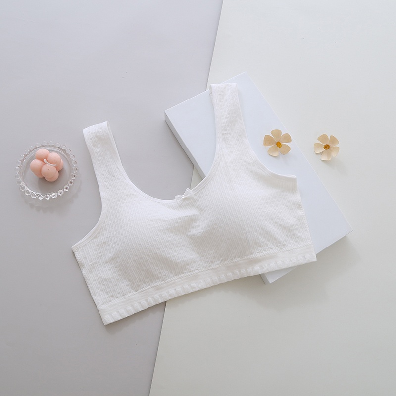 Seamless high-elastic fixed sports vest for girls without steel rings, puberty development underwear U-shaped beautiful back bra vest details Picture
