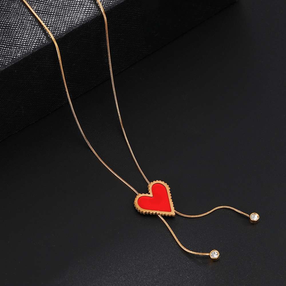 爱心女士毛衣链不锈钢金色时尚项链跨境外贸单品时尚项链女士锁骨链冬季毛衣链详情图5