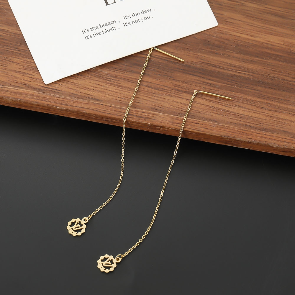 Stainless steel ear thread cross-border export earrings, exquisite ladies' ear thread detail image 4