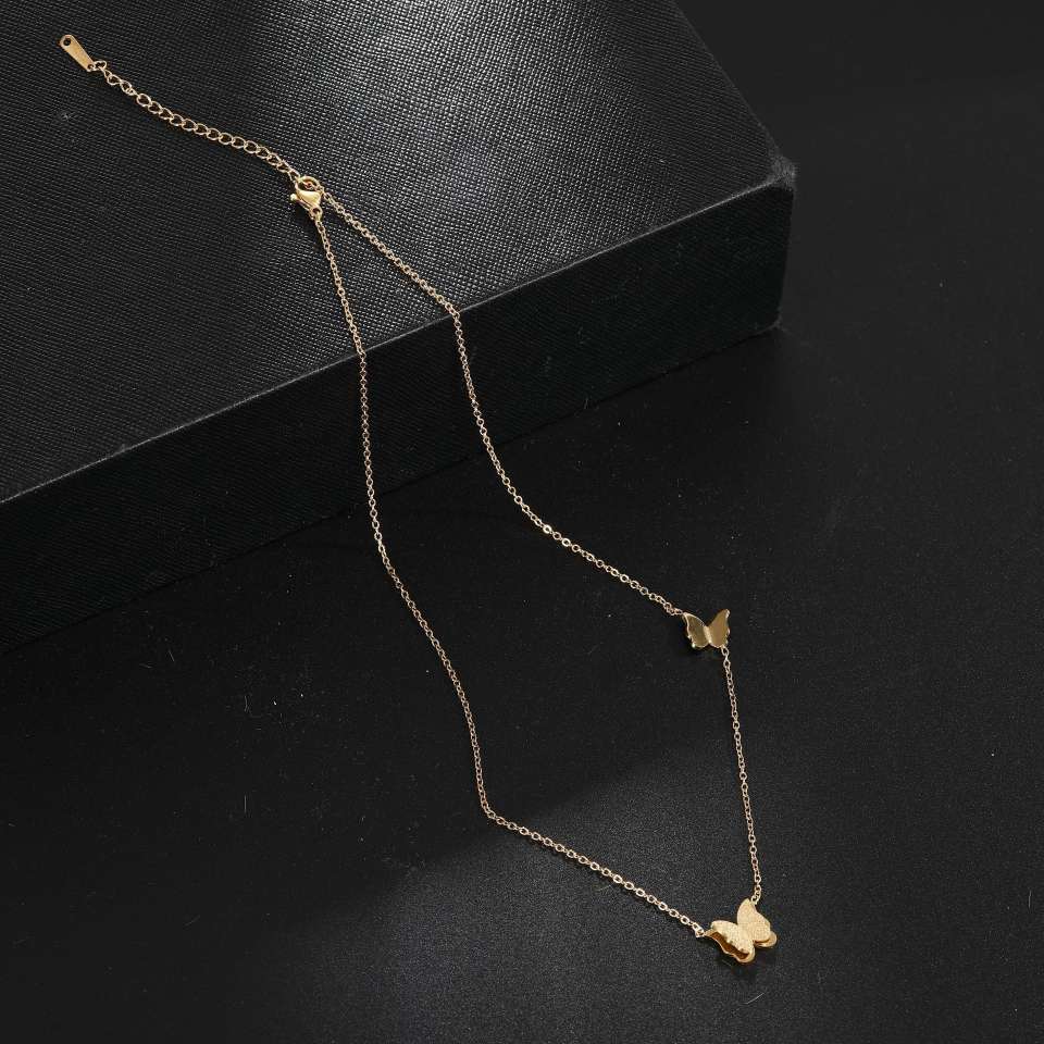 不锈钢蝴蝶项链18K精致百搭女士锁骨链金色项链外贸跨境爆款推荐项链详情图4