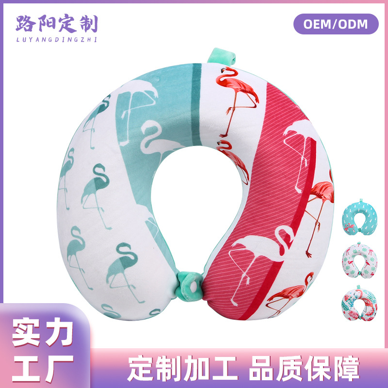 Customized printed U-shaped pillow, memory foam neck protection pillow, multiple cartoon-shaped silk-screen and hot stamping comfortable sleep pillows