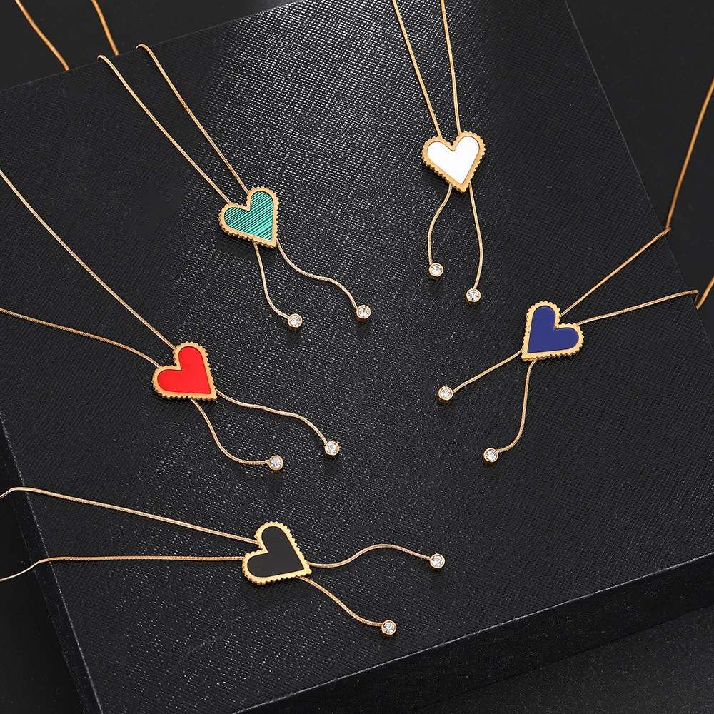 爱心女士毛衣链不锈钢金色时尚项链跨境外贸单品时尚项链女士锁骨链冬季毛衣链详情图2