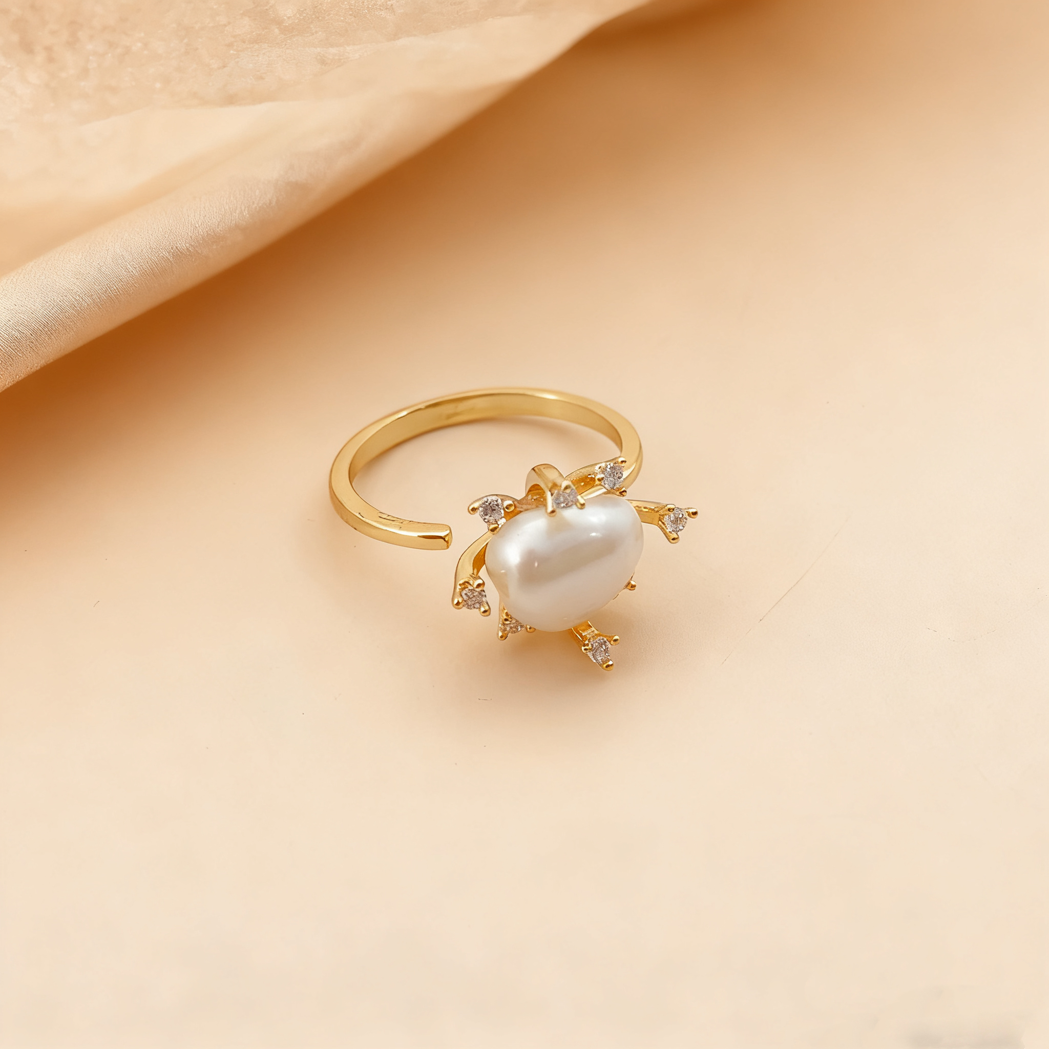 莫桑钻珍珠戒指男士情侣戒指空托时尚简约戒指配饰饰品礼物