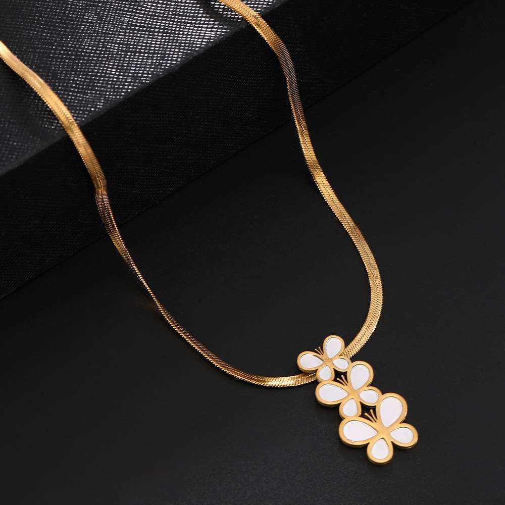 刀片毛衣链金色蝴蝶项链女士项链跨境外贸单品项链夸张时尚项链详情图4