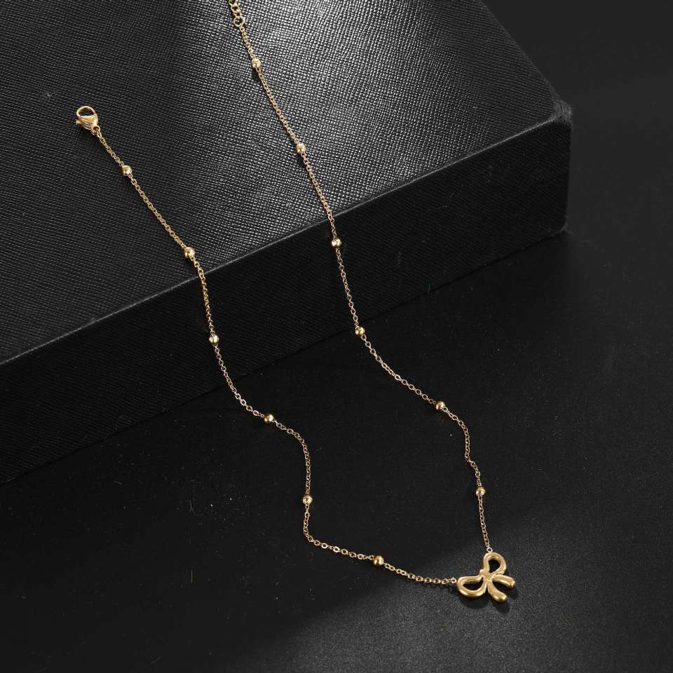 不锈钢蝴蝶项链18K精致百搭女士锁骨链金色项链外贸跨境爆款推荐项链详情图3