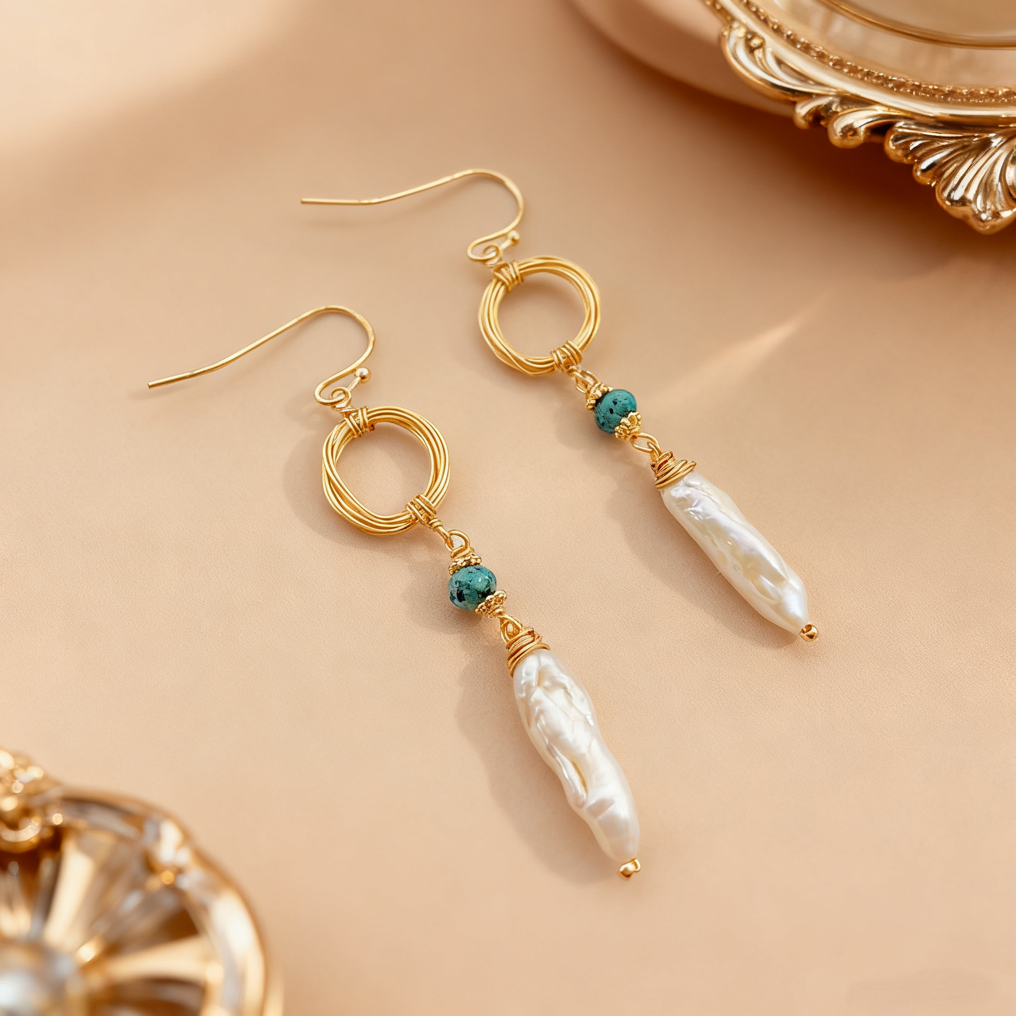 金色珍珠耳坠耳环饰品锆石耳饰批发时尚简约百搭女款