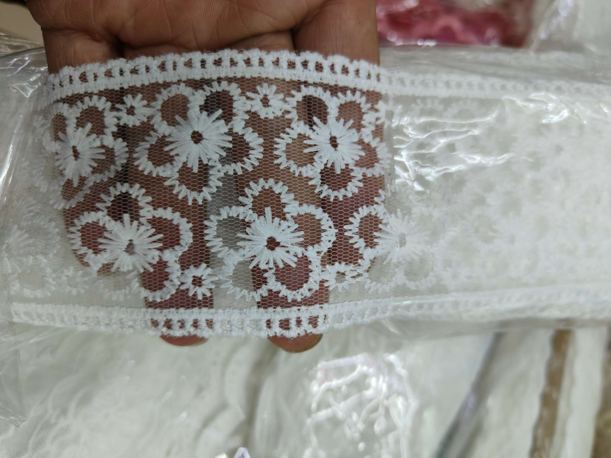 牛奶丝网布刺绣花边，帽子配件辅料，蝴蝶结辅料详情图2