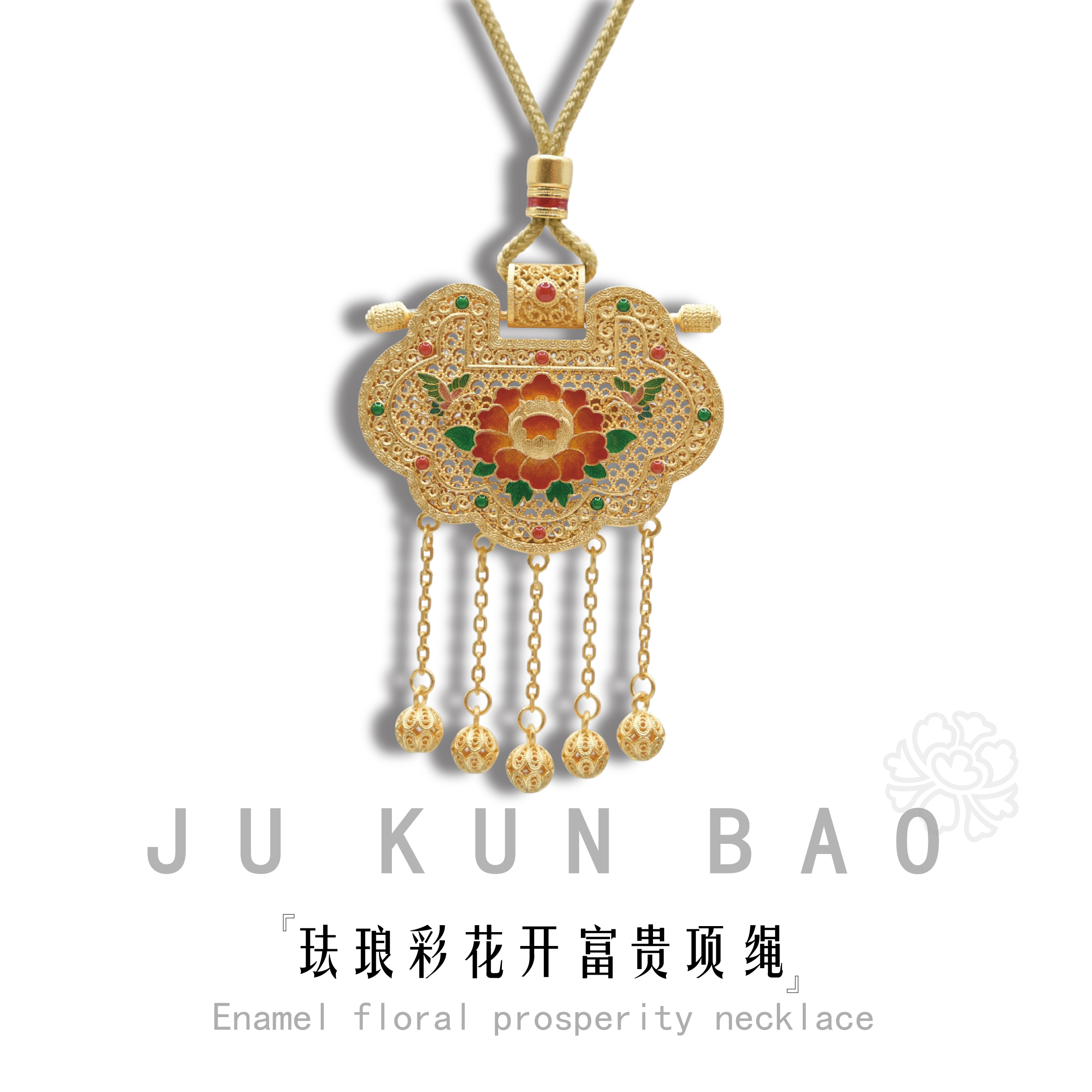 999 pure silver gold-plated enamel flower blooming noble neckline necklace, lanyard, short, elegant and classic jewelry accessory for women