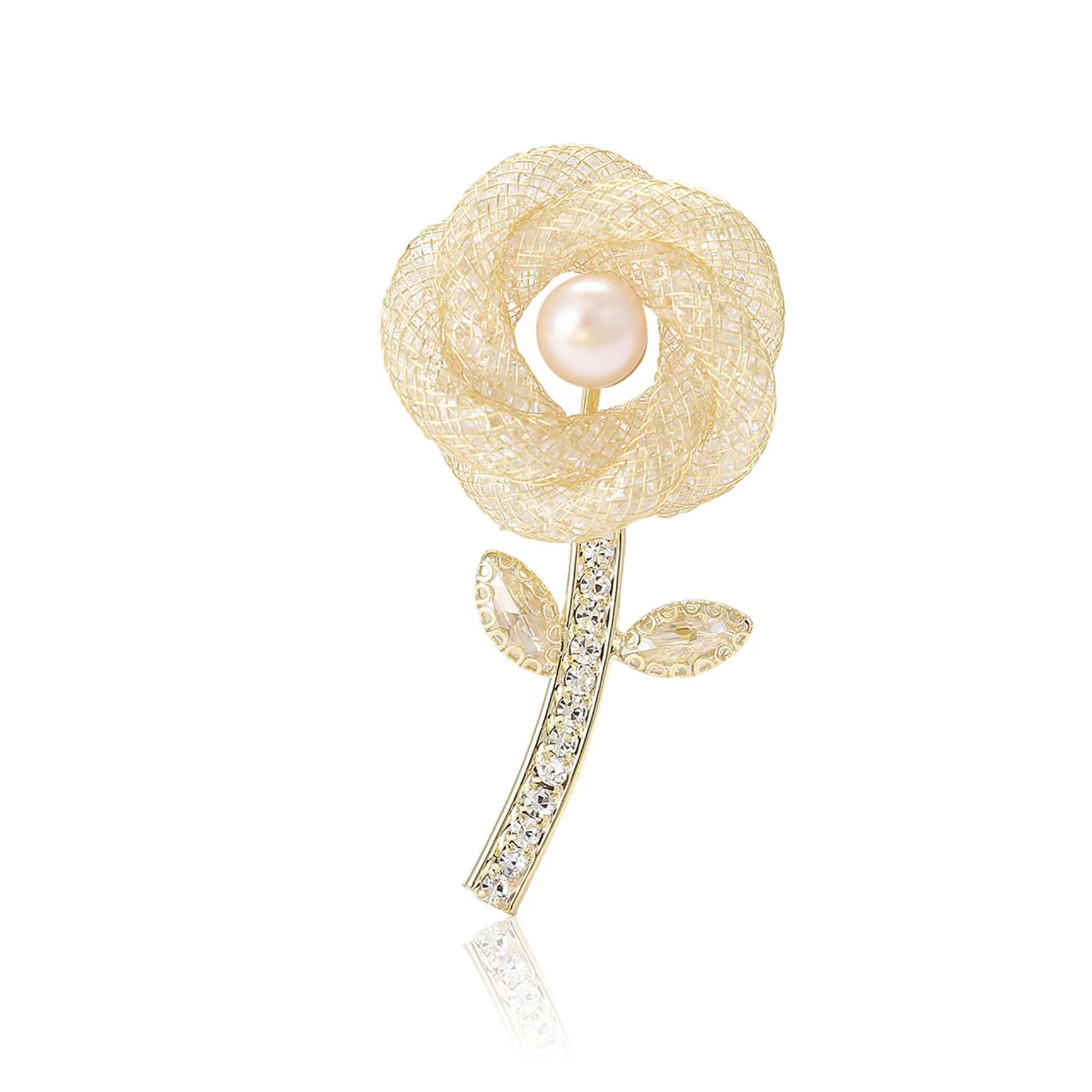 High-end Korean-style micro-inlaid copper zircon rose brooch, exquisite and creative women's suit coat brooch accessory pin Specification image