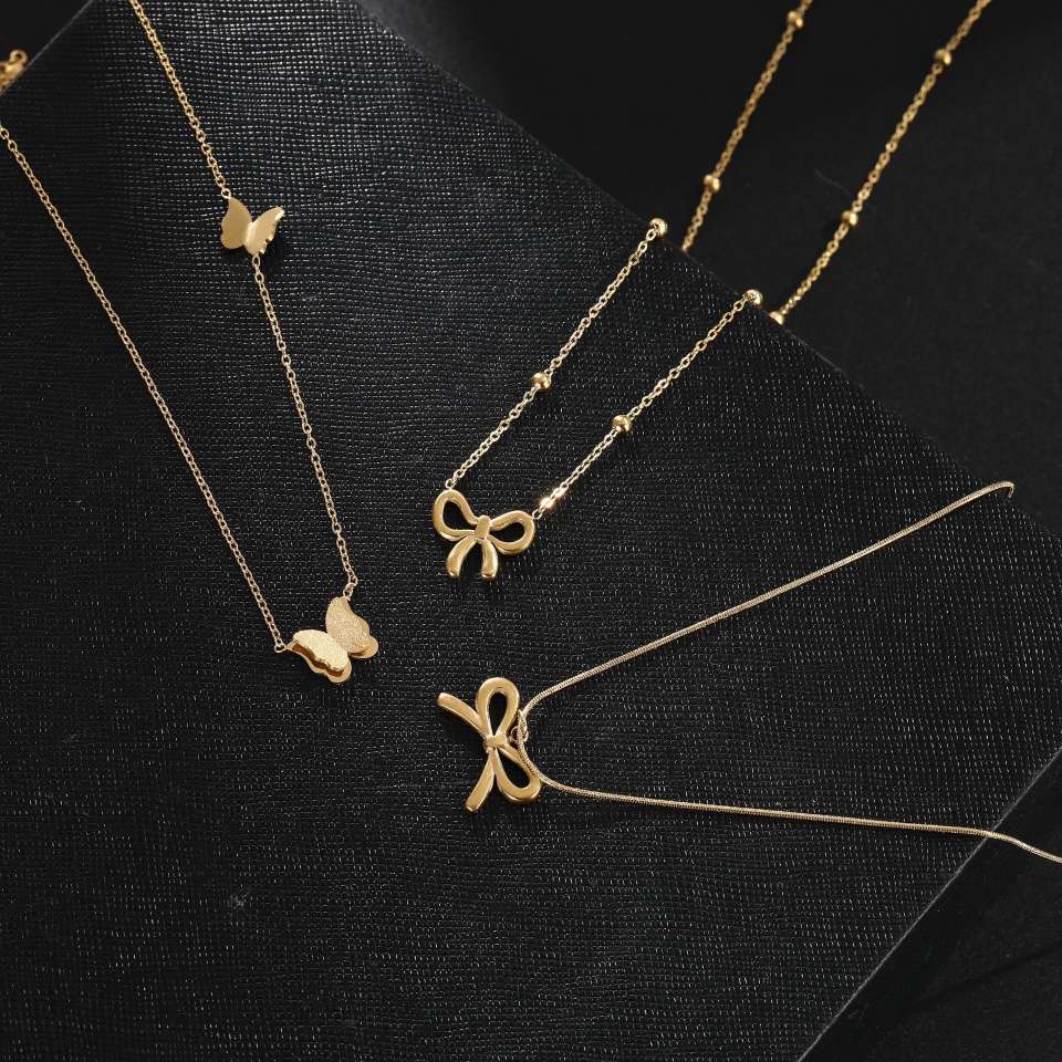 不锈钢蝴蝶项链18K精致百搭女士锁骨链金色项链外贸跨境爆款推荐项链详情图2