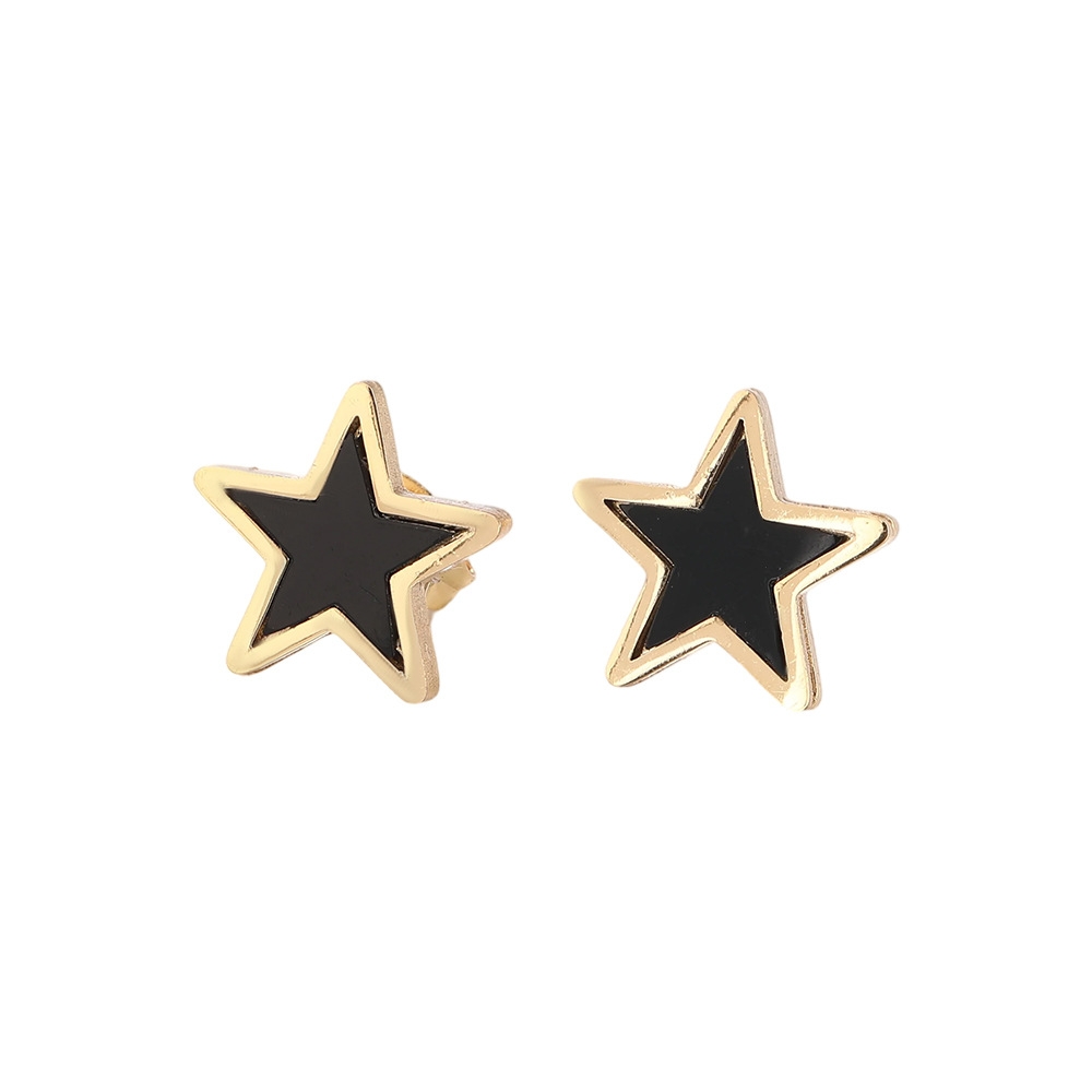 Stainless steel black butterfly earrings, geometric stud earrings, round earrings, cross-border simple earrings Item Picture