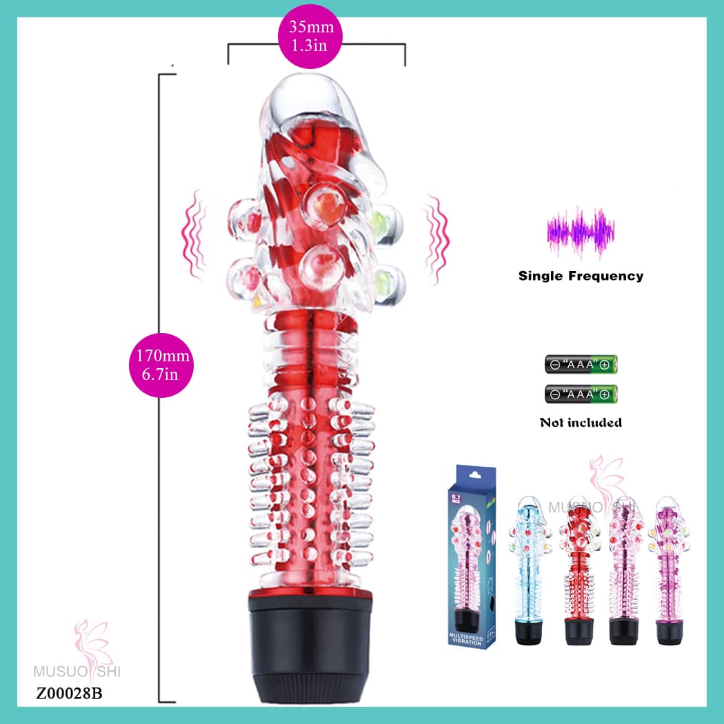Z00028B  Adult Sex Toy Clitoral Vibrator Wand Silicone Dildo Vibrator Battery Vibrator Vibrating Massager with 6.7in Length and 1.3in Diameter full figure