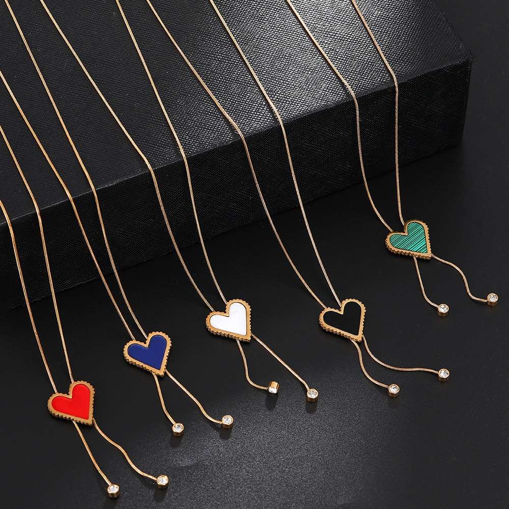 爱心女士毛衣链不锈钢金色时尚项链跨境外贸单品时尚项链女士锁骨链冬季毛衣链