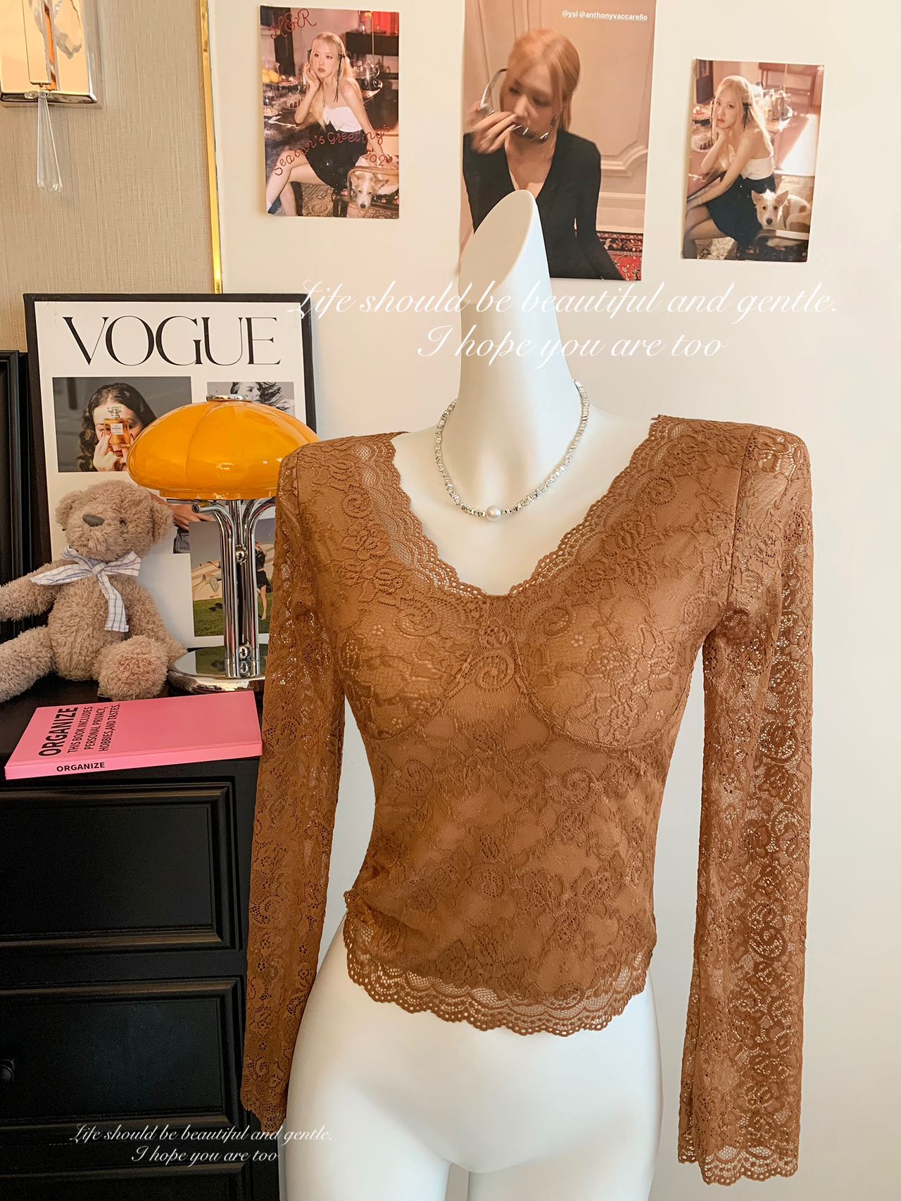 Black lace top, women's shirt, off-the-shoulder design, elegant cinched-waist dress, shawl, women's summer new style Item Picture