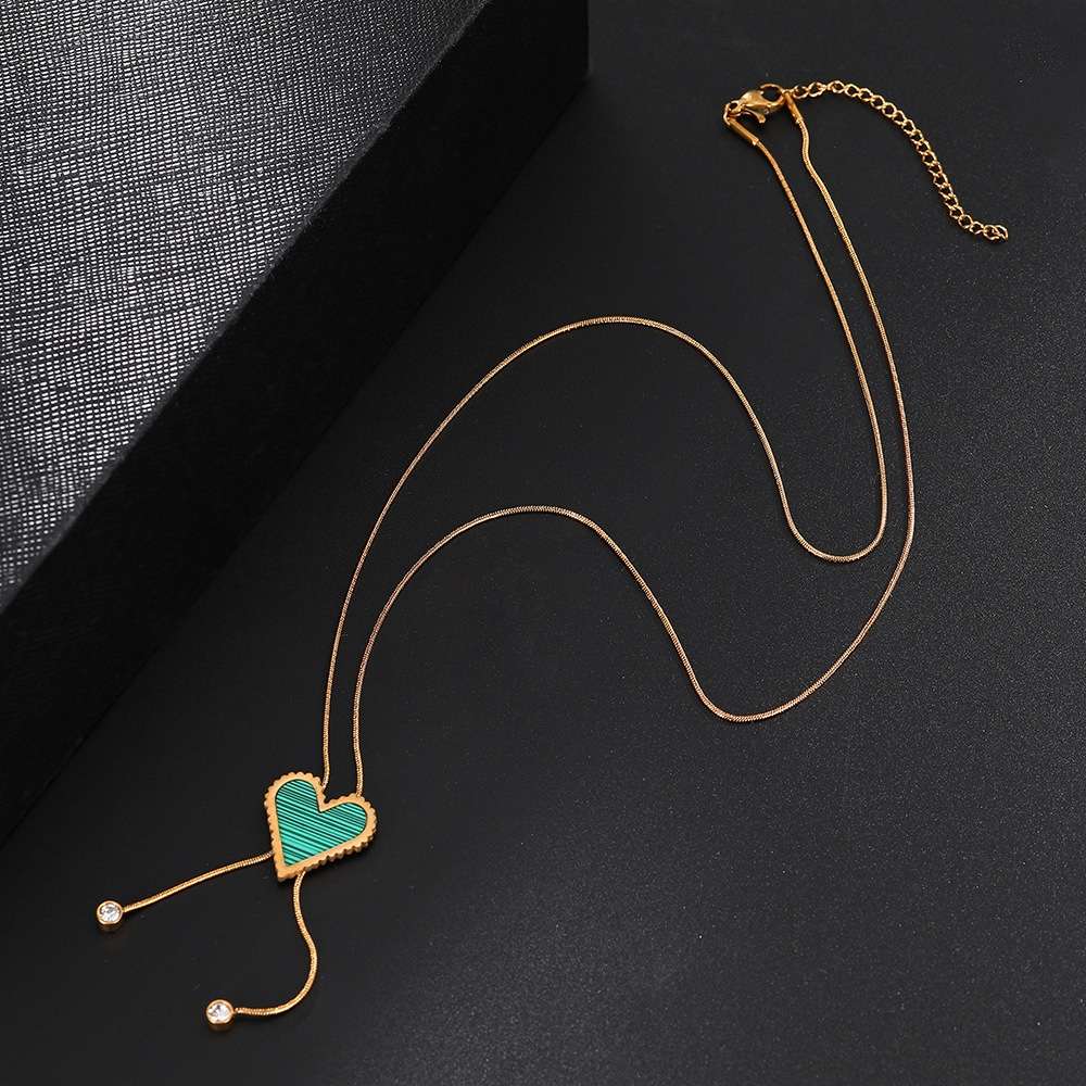 爱心女士毛衣链不锈钢金色时尚项链跨境外贸单品时尚项链女士锁骨链冬季毛衣链详情图3