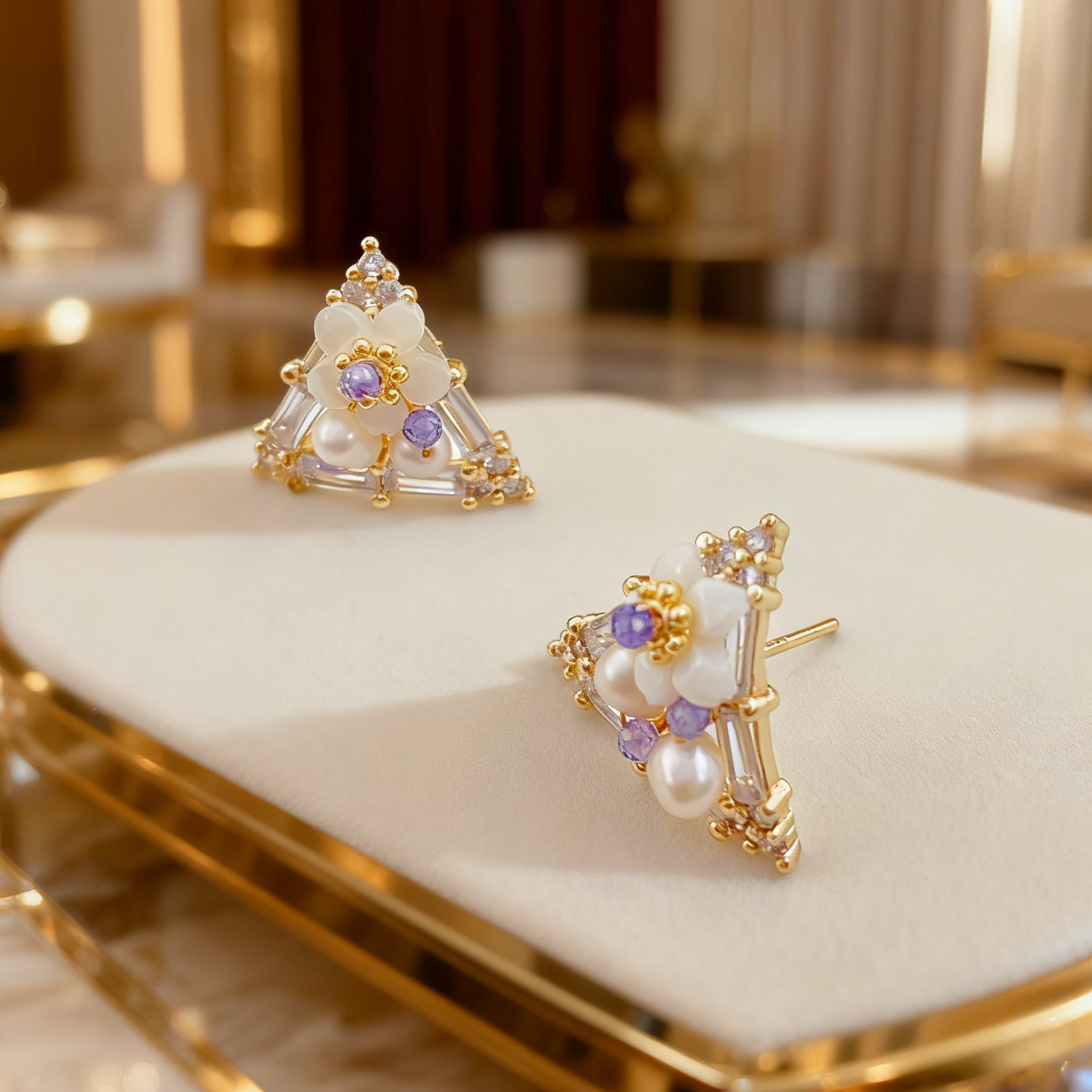 珠宝耳环时尚耳饰锆石耳饰品批发女款简约气质耳环配饰潮流搭配