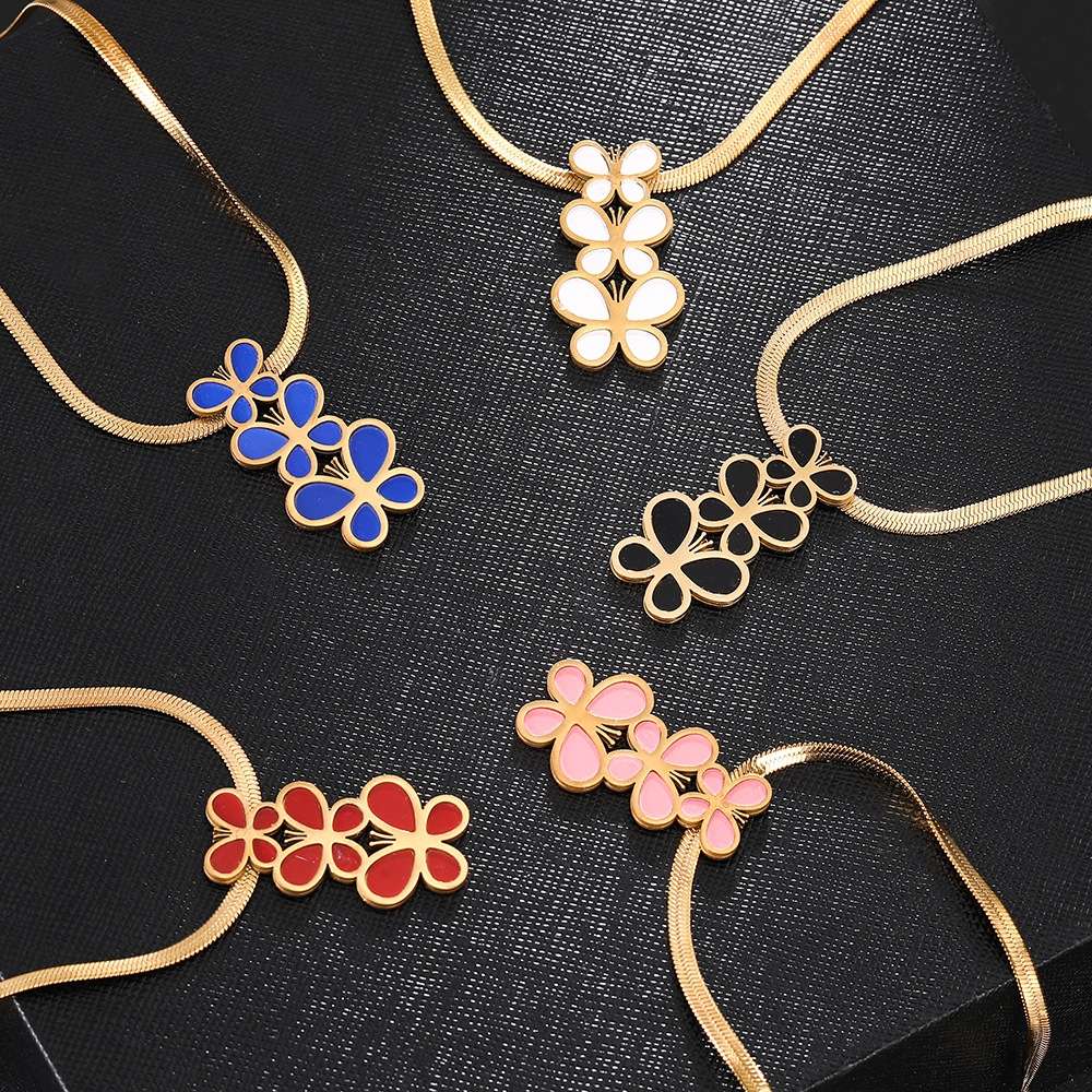 刀片毛衣链金色蝴蝶项链女士项链跨境外贸单品项链夸张时尚项链