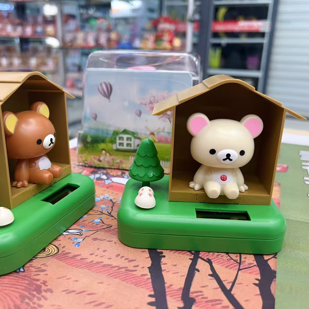 可爱小熊太阳能小屋花园摆件园艺宠物网球挂件小松鼠装饰道家用品