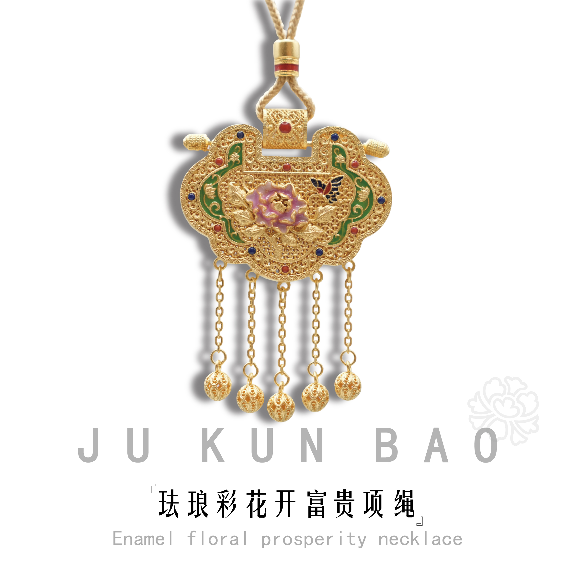 999 pure silver gold-plated enamel flower blooming noble neckline with necklace, elegant women's jewelry, classic lanyard accessory