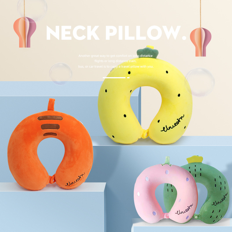 卡通可爱U型枕学生旅行午休护颈枕办公室记忆棉刺绣工艺 U型枕护颈枕舒适便携