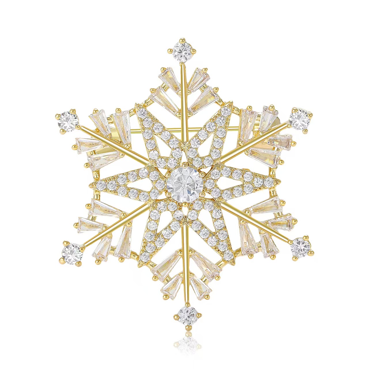 高级感立体雪花锆石胸针胸花女气质西装大衣别针扣 