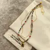 Colorful bead necklace, rice beads, string beads, wooden beads, crystal loose beads, fashionable accessory, simple and versatile gift for women details Picture