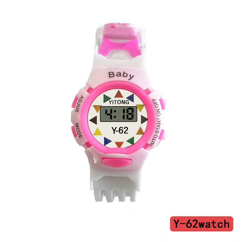 YITONG Y-62 electronic watch with high-definition display, multi-functional watch, sports and casual men's and women's models, specially designed for cute kids! The colorful printed children's electronic watch features a variety of color combinations and cute printed characters Item Picture