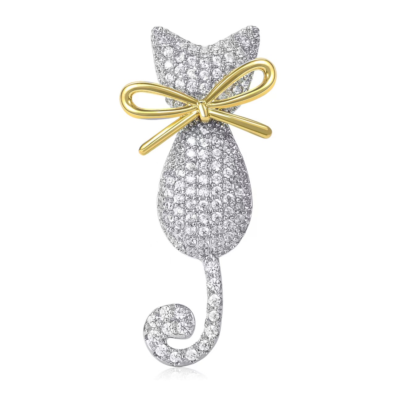 New fashion exquisite alloy rhinestone bow cat brooch, versatile and elegant ladies' clothing, brooch accessory pin Specification image