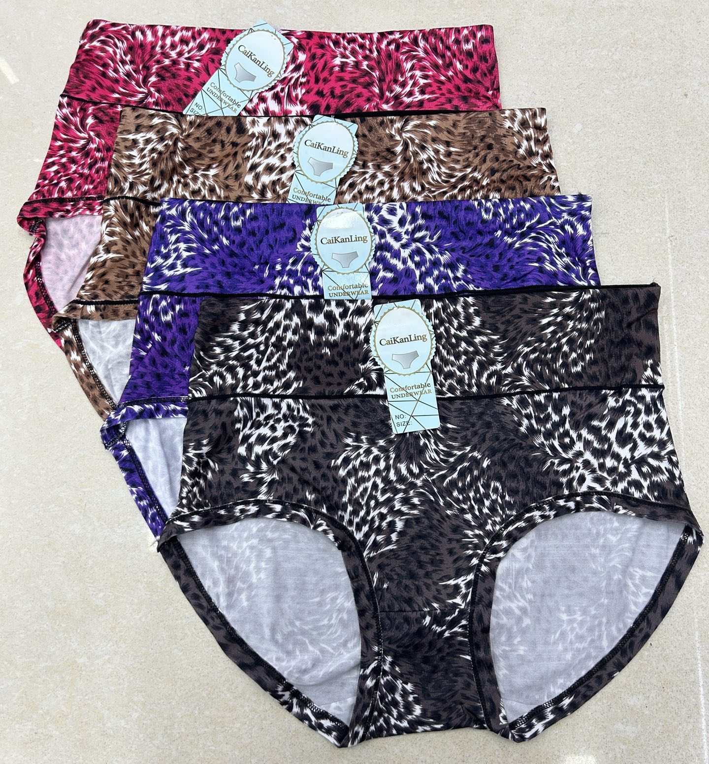 104# Foreign Trade Women's Underwear in stock: Leopard Print underwear for women, high-waisted milk silk tight-fitting underwear, sexy, comfortable and breathable QNI details Picture