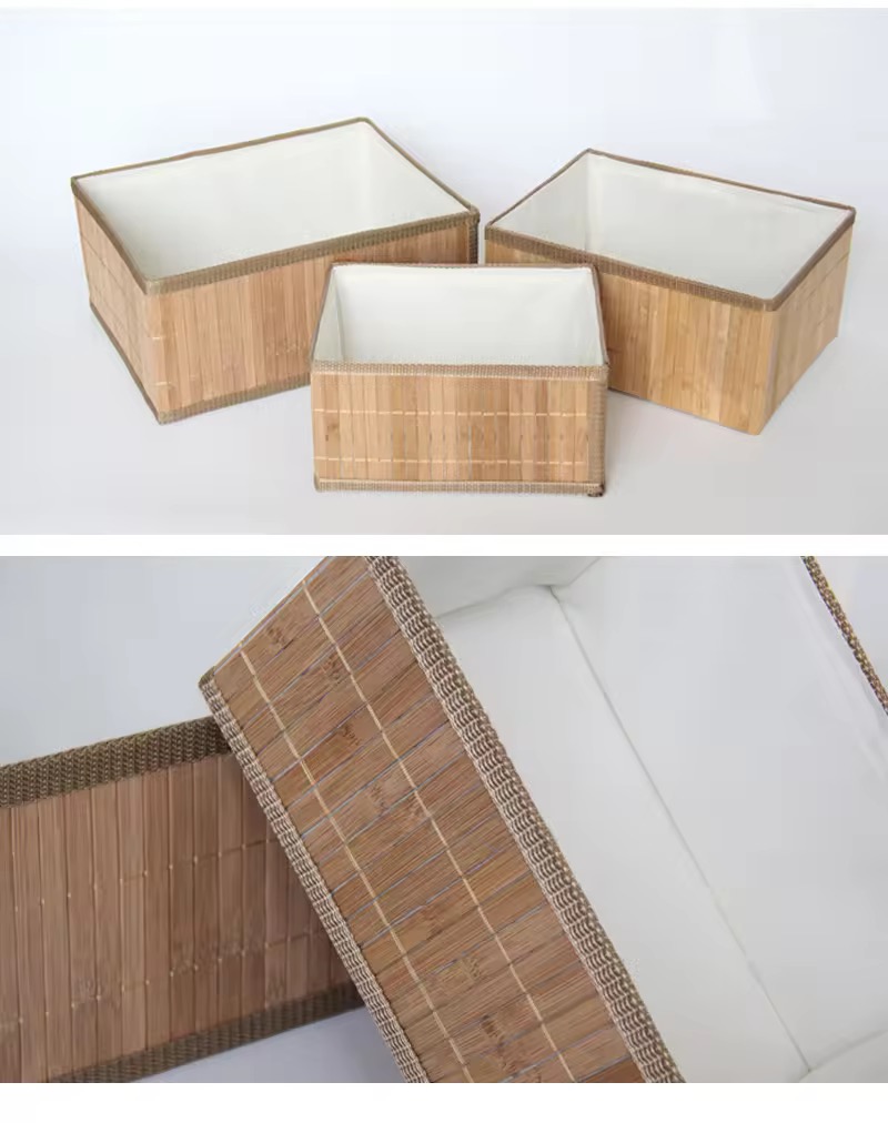 竹编收纳盒三件套收纳筐家用收纳产品图