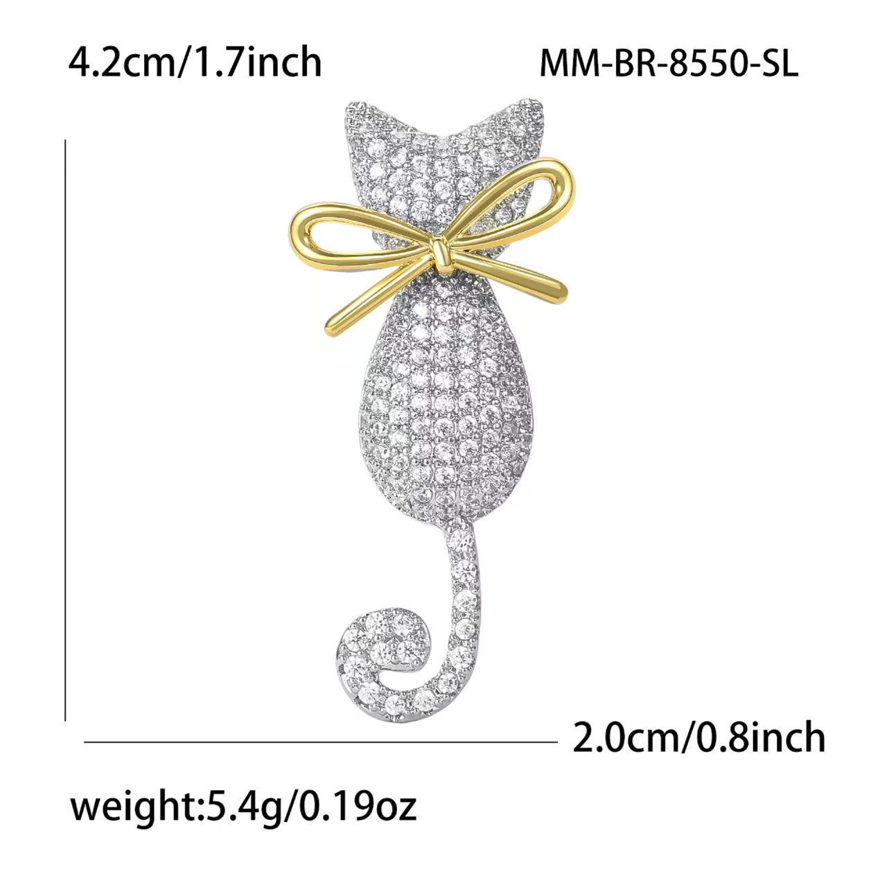 New fashion exquisite alloy rhinestone bow cat brooch, versatile and elegant ladies' clothing, brooch accessory pin Application Scenario