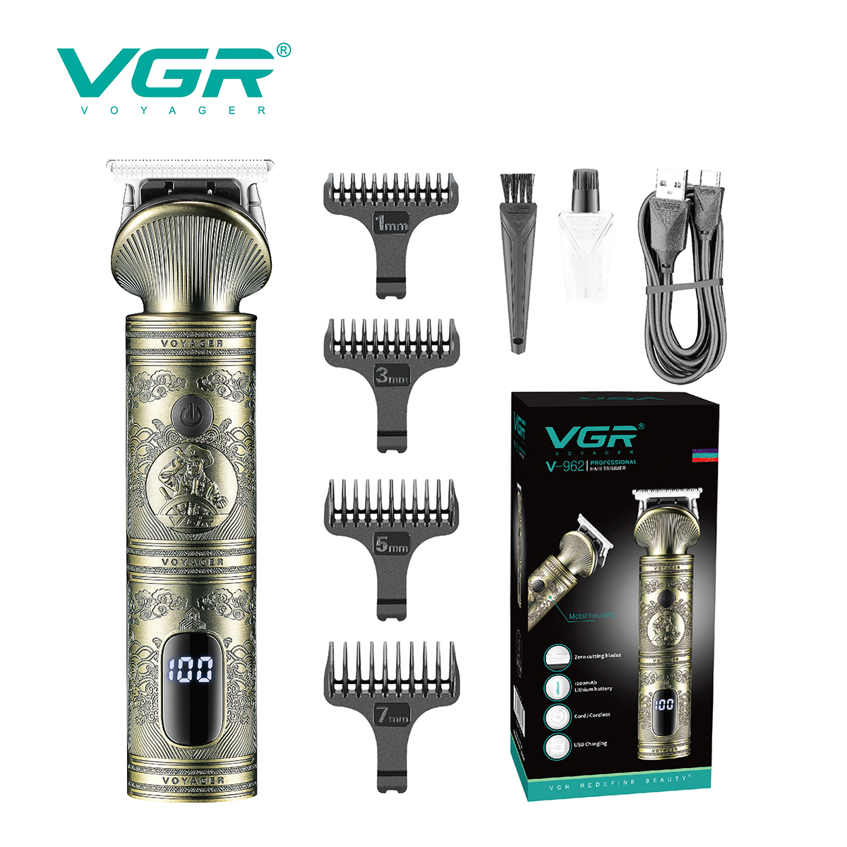 VGR962 Cross-border new product Hair clipper, professional retro oil hair clipper, professional electric hair clipper