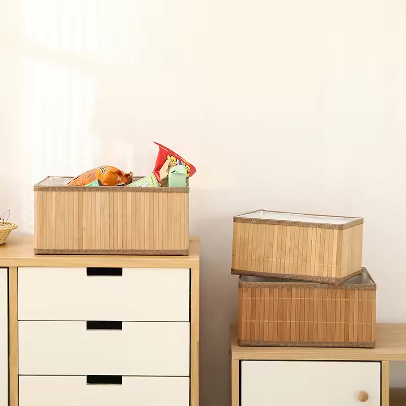 竹编收纳盒三件套收纳筐家用收纳