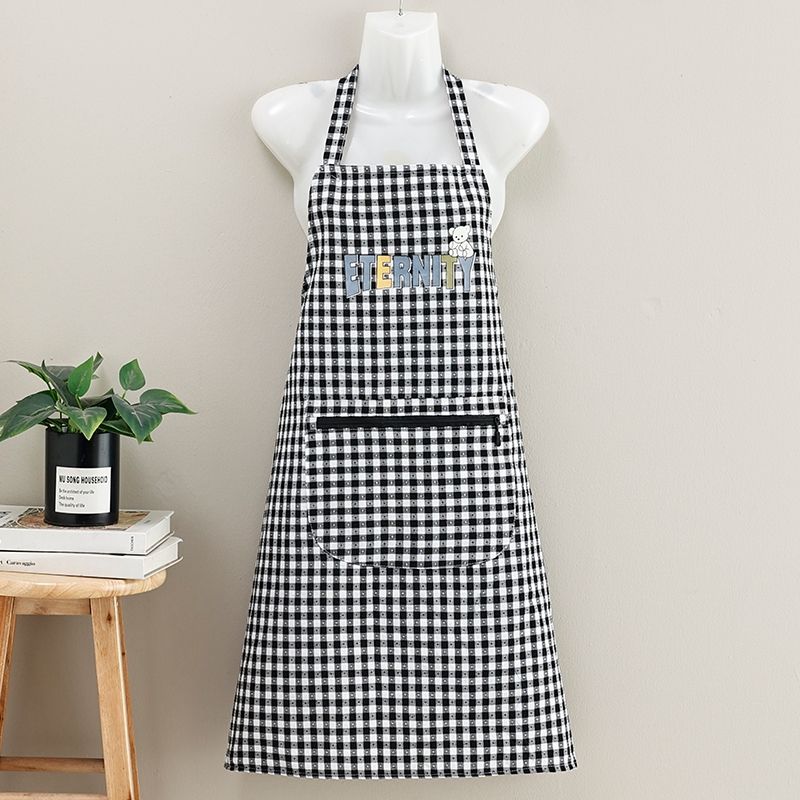 The new checkered neck-hanging apron is made of cotton fabric for work and kitchen, which is stain-proof, dust-proof and wear-resistant for cooking and home use. It is fashionable and breathable, and the waistband is dirt-resistant for work Specification image