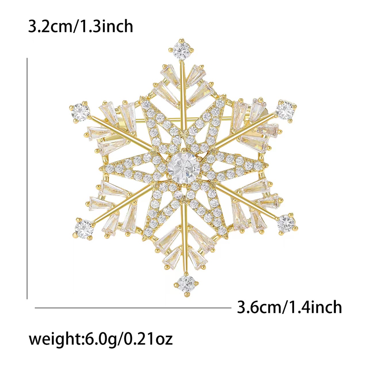 高级感立体雪花锆石胸针胸花女气质西装大衣别针扣 详情2